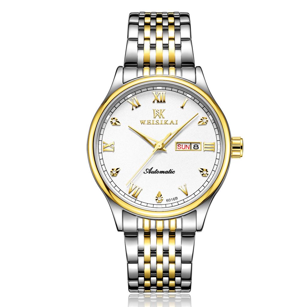 Новые роскошные мужские часы топ-бренда с коробкой, деловые водонепроницаемые автоматические мужские механические часы с двойным календарем