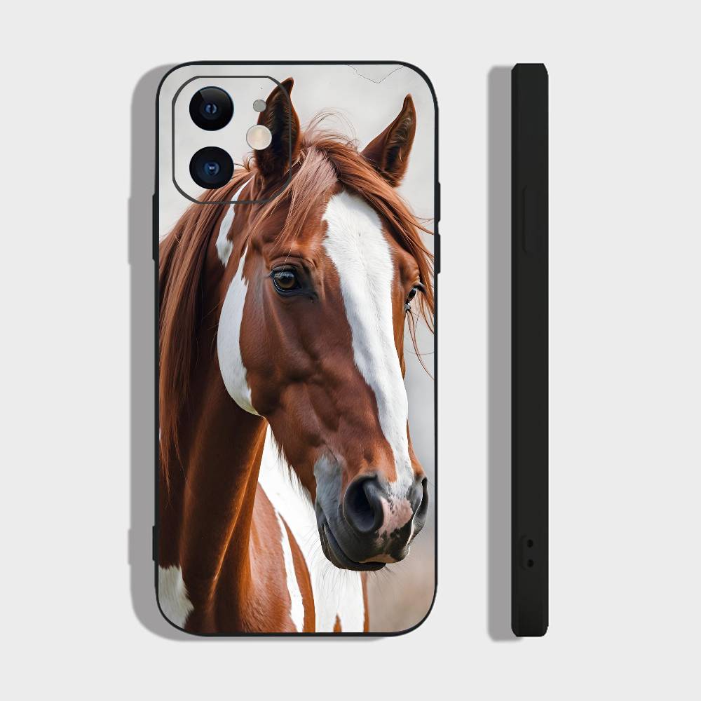 Животное Скачущая Лошадь Для IPhone 13,17,11,12,16,14,15,Plus,Pro Max Мягкий Силиконовый Черный Чехол Для Телефона