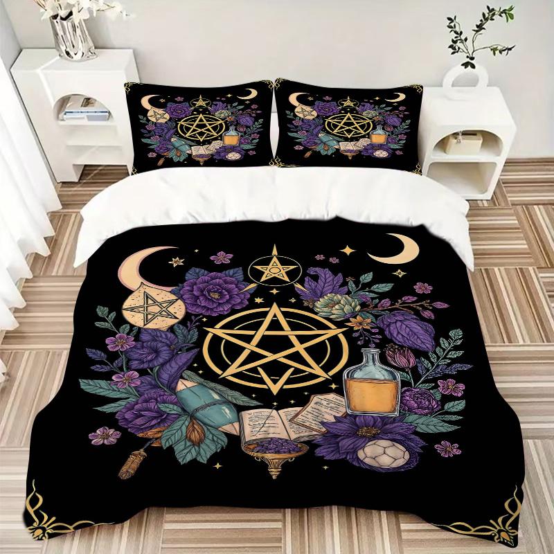 3pcs Flower Art Bedding Set, Including 1 Quilt Cover and 2 Pillow Shams, Without Filling, Soft and Comfortable Home Bedroom N033