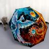 1pc The Dance of Fire and Ice Dragons Fully Automatic Folding Portable Umbrella, 8 Iron Frames, Three-Fold Design, Suitable for All Seasons, Suit