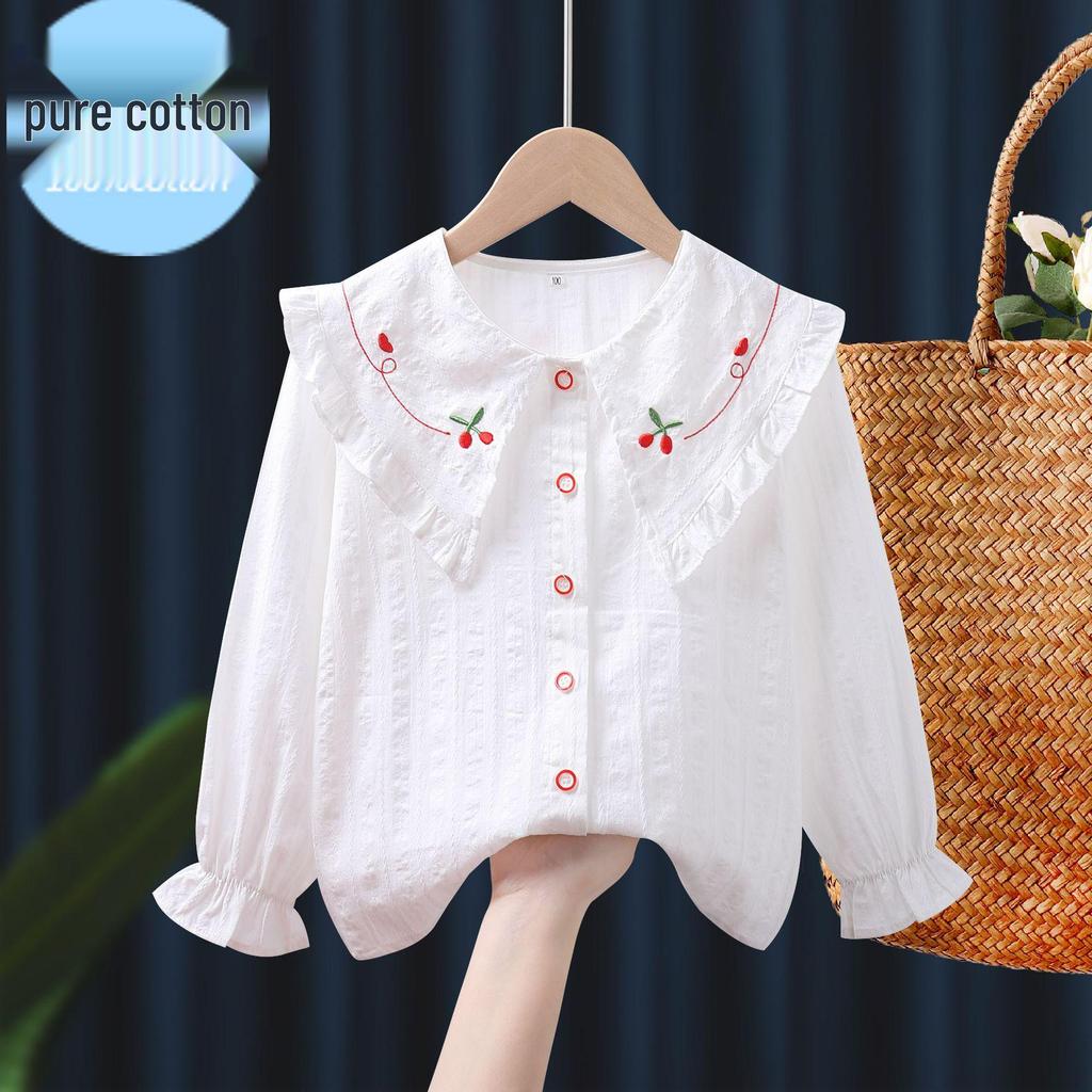 2023 Весенняя розовая рубашка с длинным рукавом в корейском стиле для девочек и младенцев