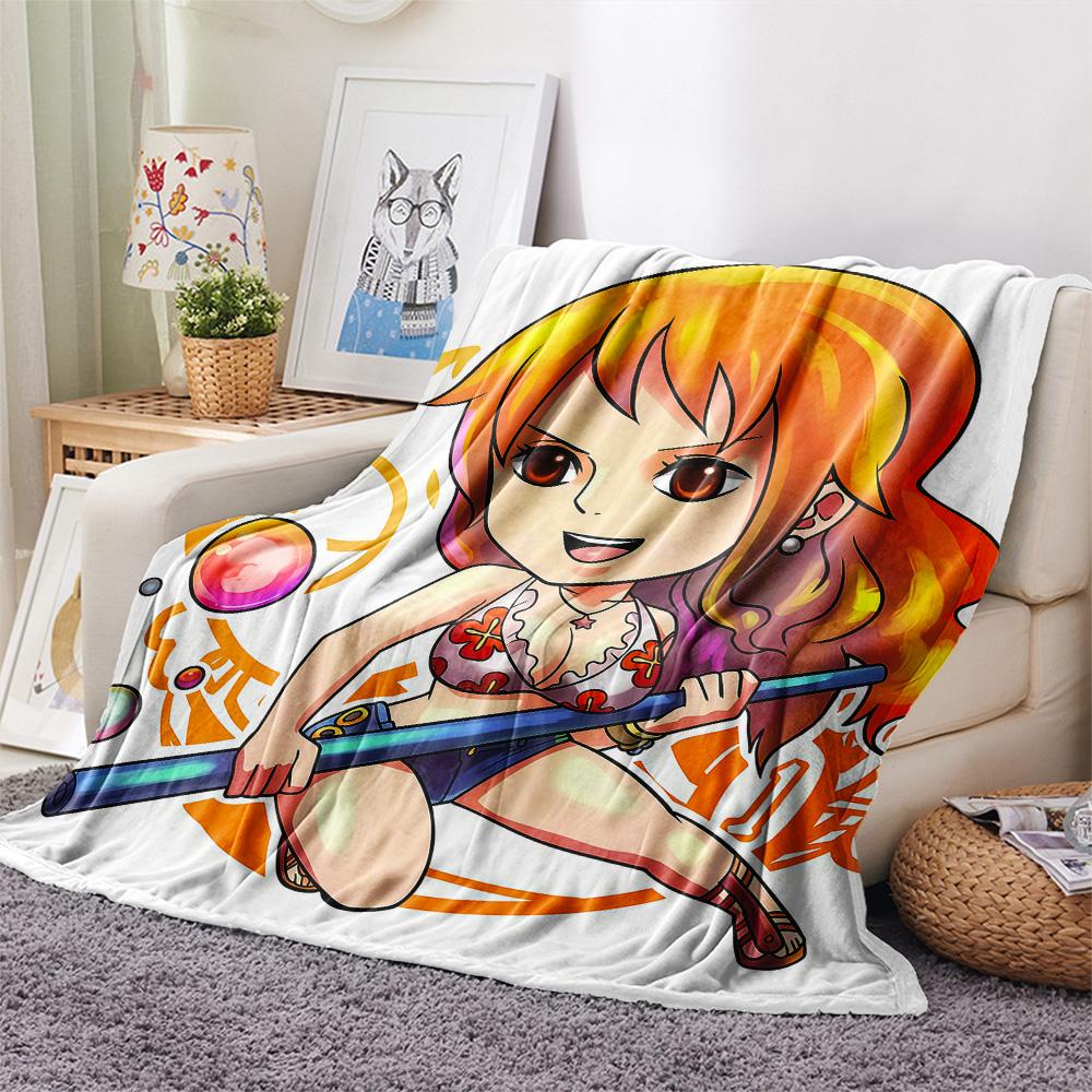1PC One Piece Nami Patterned Flannel Blanket Suitable For All Seasons For Home Decor Warmth And Comfort Gifts Holiday Present