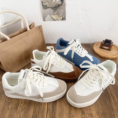 Маленькие белые туфли легкая спортивная обувь женская 2025 осень новая женская обувь кожа Forrest Gump обувь на платформе ретро контрастный цвет обувь на платформе