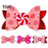 Cute Holiday Hair Barrettes Christmas Candies Bow Clip for Women Girls, Sweet Glitter Hairpins, Artificial Leather Festive Decorations Kids Clip, Pink