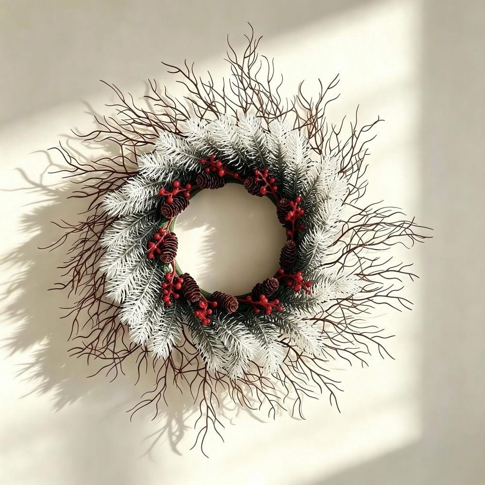 Red Berries Christmas Wreath Pinecones Christmas Decorations Xmas Ornament Wall Hanging Decor