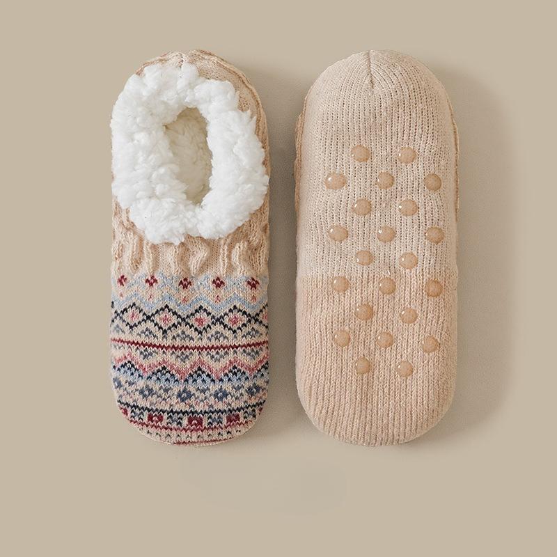 Lamb wool floor socks autumn and winter fleece thickened women's winter indoor adult warm home shoes and socks