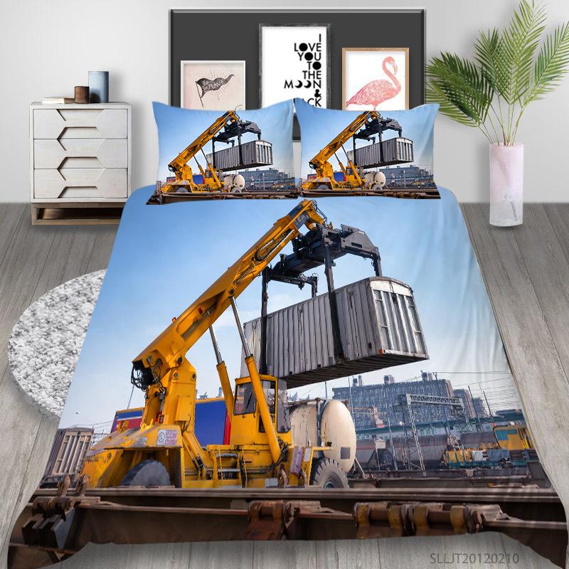 3D Ship Duvet Cover Set King Queen Size Large Freighter Container Print Bedding Set Blue Sea 2/3pcs Polyester Comforter Cover