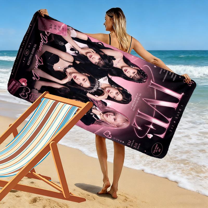 IVE poster Print Beach Towel, Large Soft Quick Dry Towel for Beach Camping Swimming