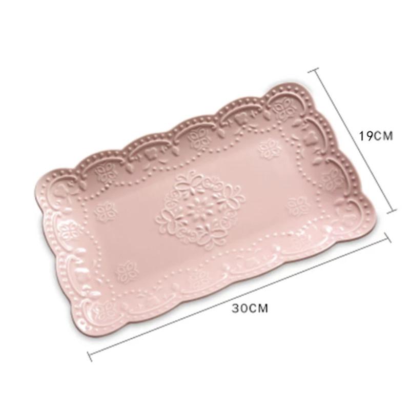 Hi Ceramic Embossed Dinner Steak Plate Breakfast Dish Afternoon Tea Fruit Dessert Tray Wedding Gift Tableware