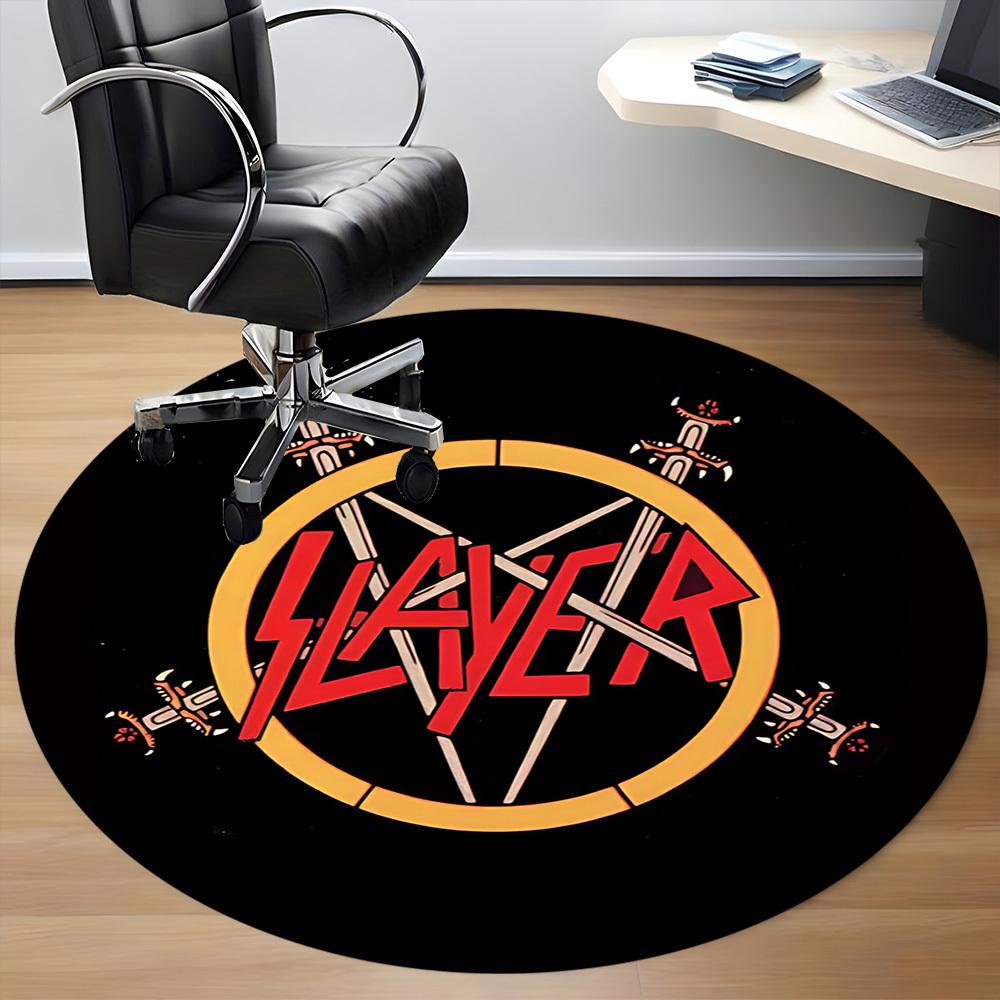 1 шт. Коврик для пола с круглым рисунком в стиле Slayer Music Office, Коврик для помещений, Подходит для офиса, Под офисные стулья, Спальни, Гостиной, Домашнего декора DT1212103