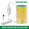 PIR Датчик движения USB 5V COB Светодиодная лента 3MM 5MM 8MM 320 светодиодов/м Высокой плотности Гибкая FOB Светодиодная лента 3000K-6000K Ленточные веревочные светильники
