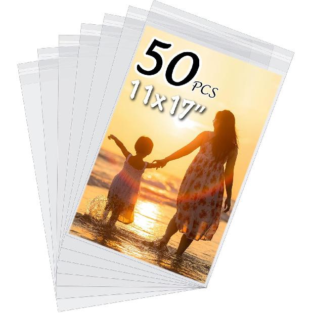 Набор из 50 штук Бескислотные Кристально Чистые Пакеты-Хранилища для Художественных Отпечатков/Картин/Фотографий формата 8,5x11/Паспарту (Размер сумки: 9"x11 3/7")