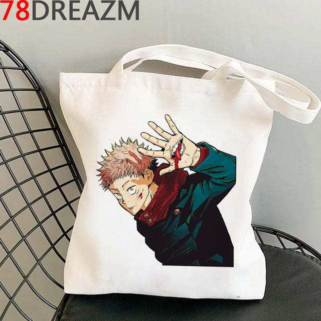 Сумка для покупок Jujutsu Kaisen, хлопковая многоразовая сумка для покупок, сумка для покупок, sac cabas bolsa compra bolsas ecologicas, тканевая сумка tissu