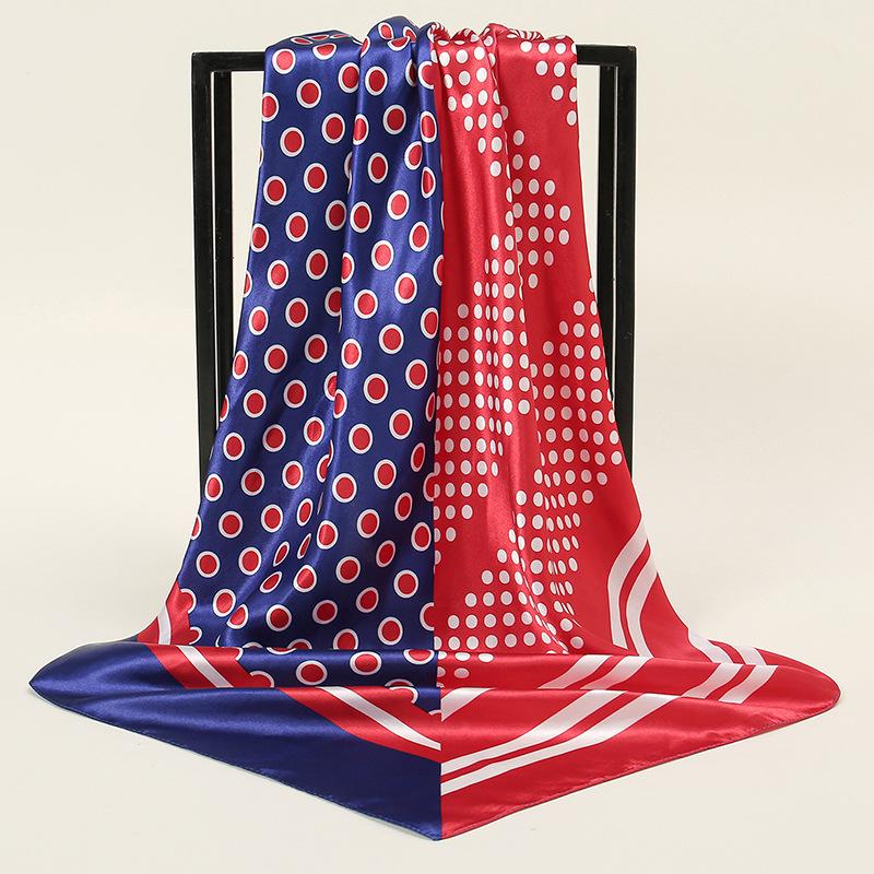 New European and American Printed Silk Square Scarf Fashion Women's Versatile Bag Headscarf Professional Scarf Silk Scarf