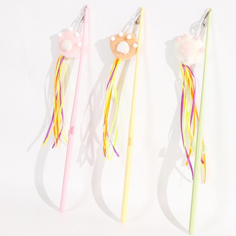 Cat Wand Toy Cute Claw Teasing Stick for Cat Interactive Toy Funny Colorful Kitten Teaser Stick Pet Cat Supplies