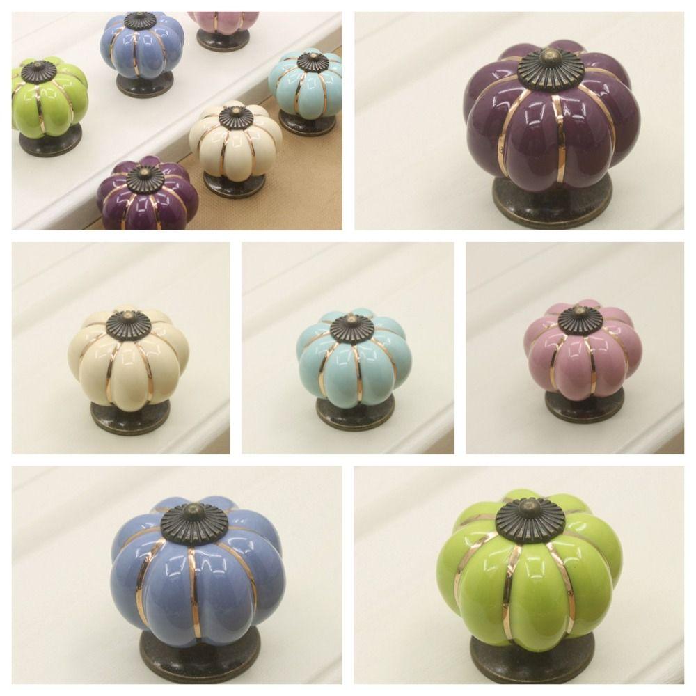Керамическая ручка-тыква в европейском стиле с одним отверстием для ящика, ручки-ручки для дверей в стиле ретро, кухонные ручки