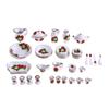40Pcs 1:12 Dollhouse Miniature Tableware Porcelain Ceramic Tea Cup Dishes Set