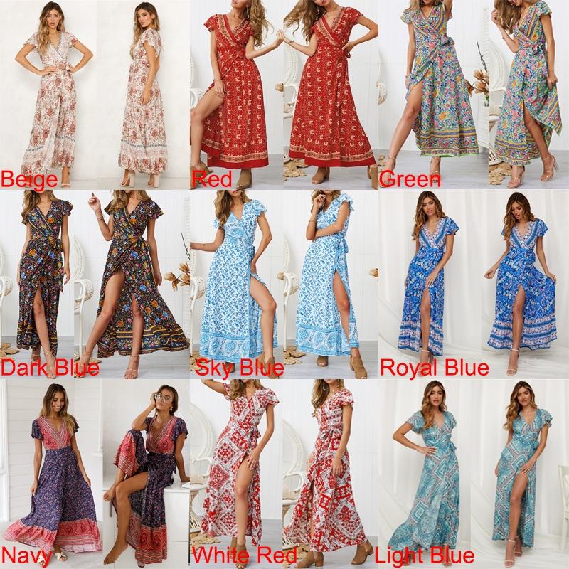 Женское платье-макси с запахом, летнее, бохо, с цветочным принтом пейсли, для создания непринужденного стиля