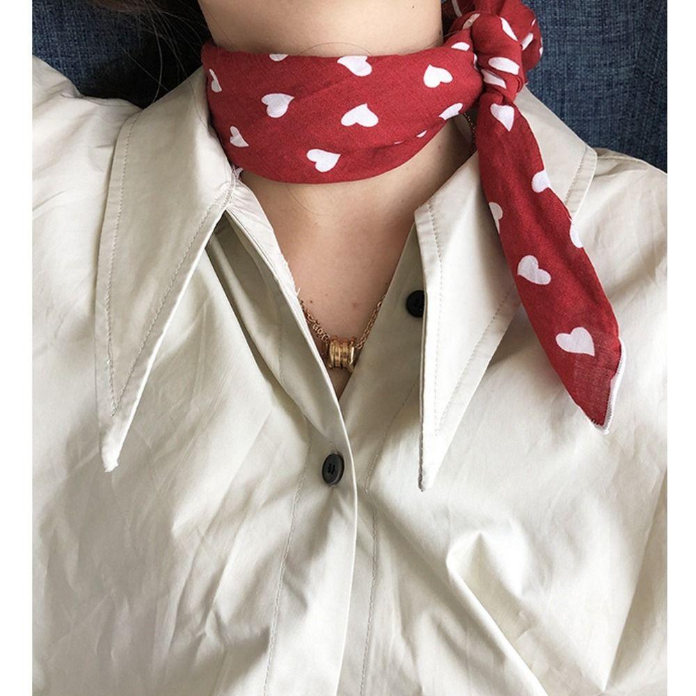 Flower Cotton Linen Neckerchief Silk Scarf Printed Scarf Small Square Scarf Korean Style Scarves