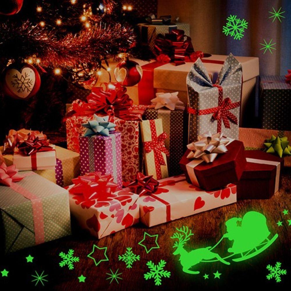 Светящиеся в темноте рождественские наклейки на окна и стены, наклейки на стекло в виде снежинок, Рождество