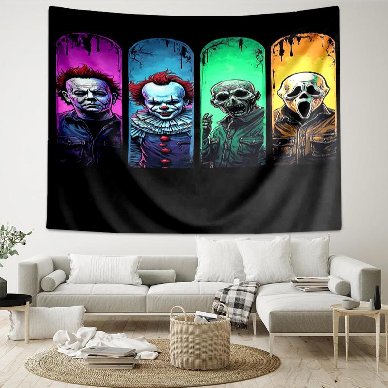 Halloween-horror Print Tapestry, Backdrop, Easy Setup, Ideal for Bedroom, Office & Living Room, with Aesthetic Wall Hanging Decor.