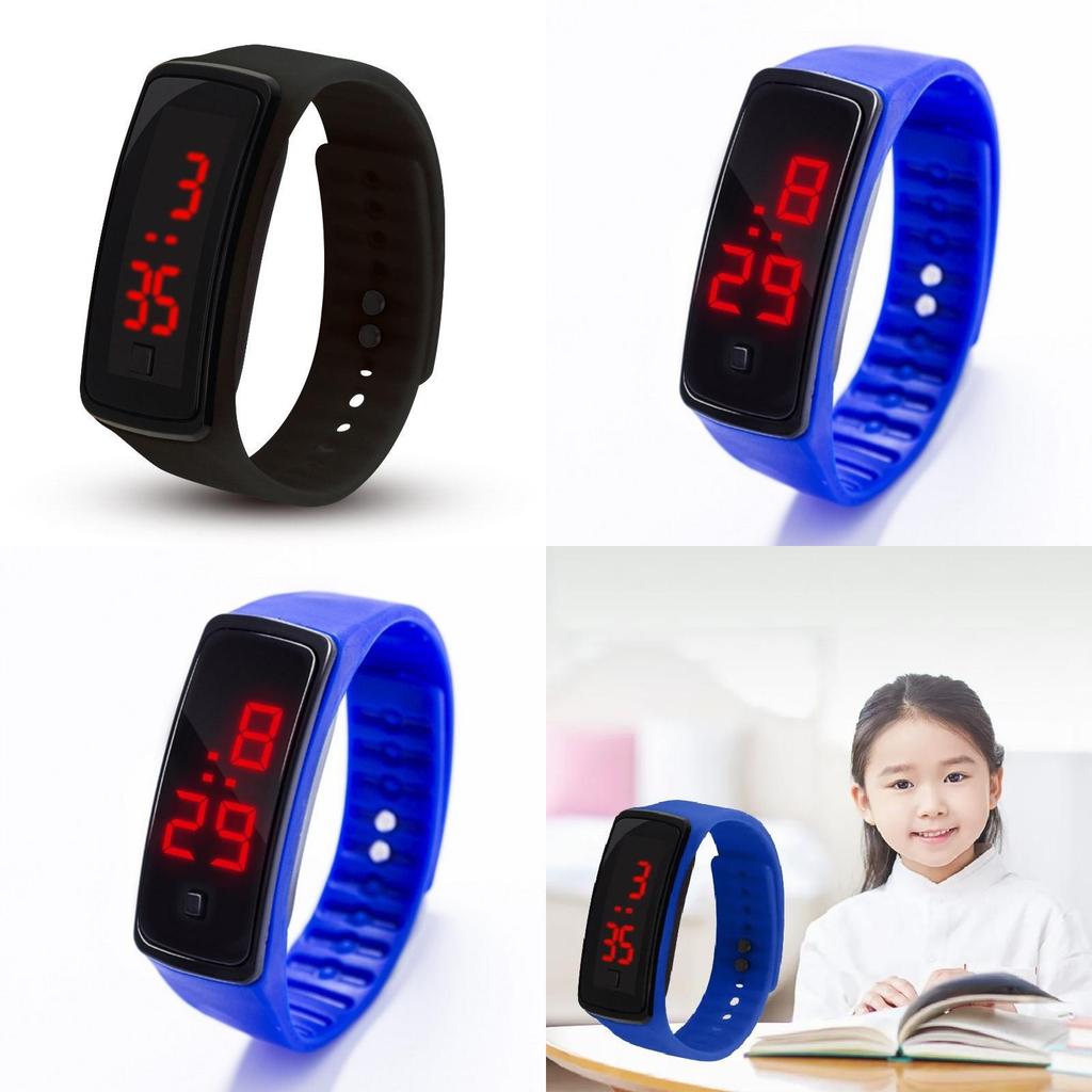 Kids Digital Electronic Watch With Pu Strap And Square Plastic Dial For School Use