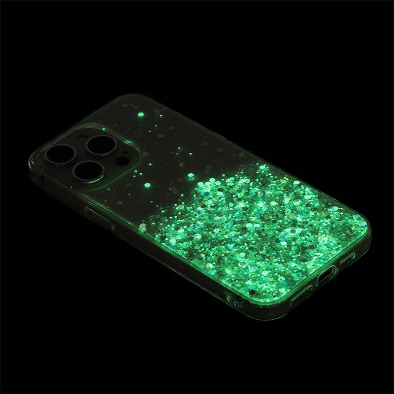 Мягкий чехол из ТПУ с блестками и свечением в темноте для IPhone Air 17 16 15 13 12 11 Pro Max 14 Plus 17Pro 16Pro I Phone Жидкий чехол с блестками