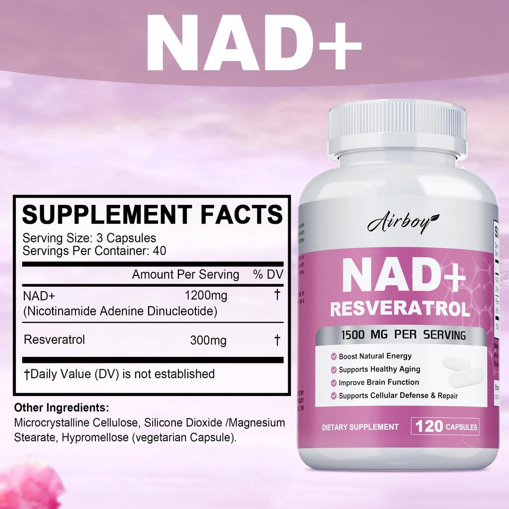 NAD+ 1200 мг + Ресвератрол 300 мг Антиоксидант