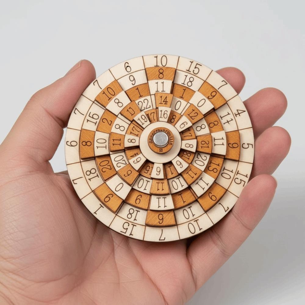 Classic Number Wooden Puzzle Round Turntable Brain Teaser Toy Number Puzzle Children Learning