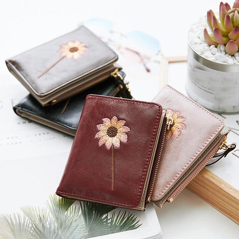 Кошелек с цветочной вышивкой, маленький кошелек, держатель для кредитных карт, сумка для денег