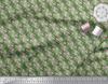 Soimoi Green Poly Crepe Fabric Buds & Leaves Print Fabric by metre 42 Inch