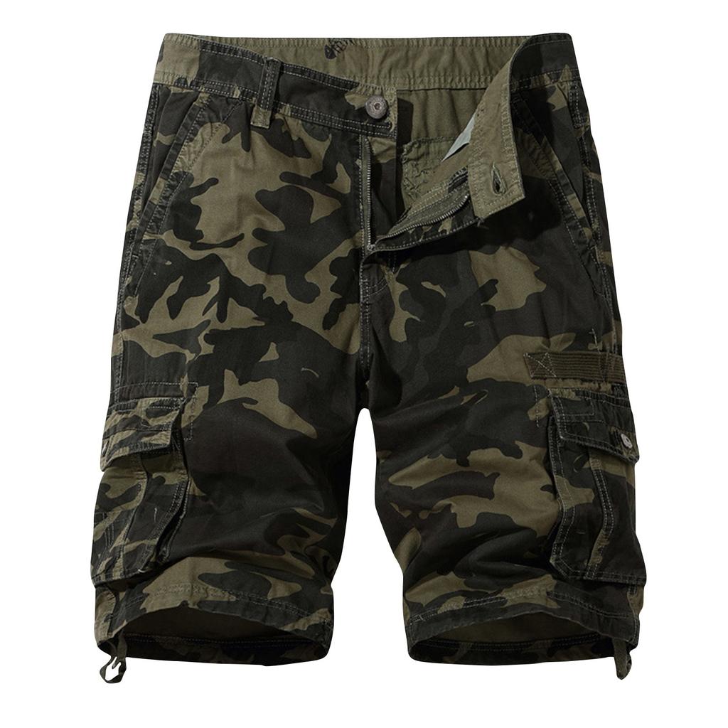 Men's Summer Multi-Pocket Cargo Shorts Men's Casual Fashion Camouflage Loose Cargo Shorts