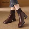 Fashion 5cm Retro Elastic Short Boots for Women Autumn Winter 2025 New Zip Chunky Middle Heel Knitted Mouth Boots Botines Para Mujeres