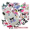 Наклейка Kuromi 50 симпатичных водонепроницаемых наклеек с фирменной печатью Kuromi, подходящих для набора, деталей, наклеек, упаковки, чемодана, автомобилей, мотоциклов, шлемов,
