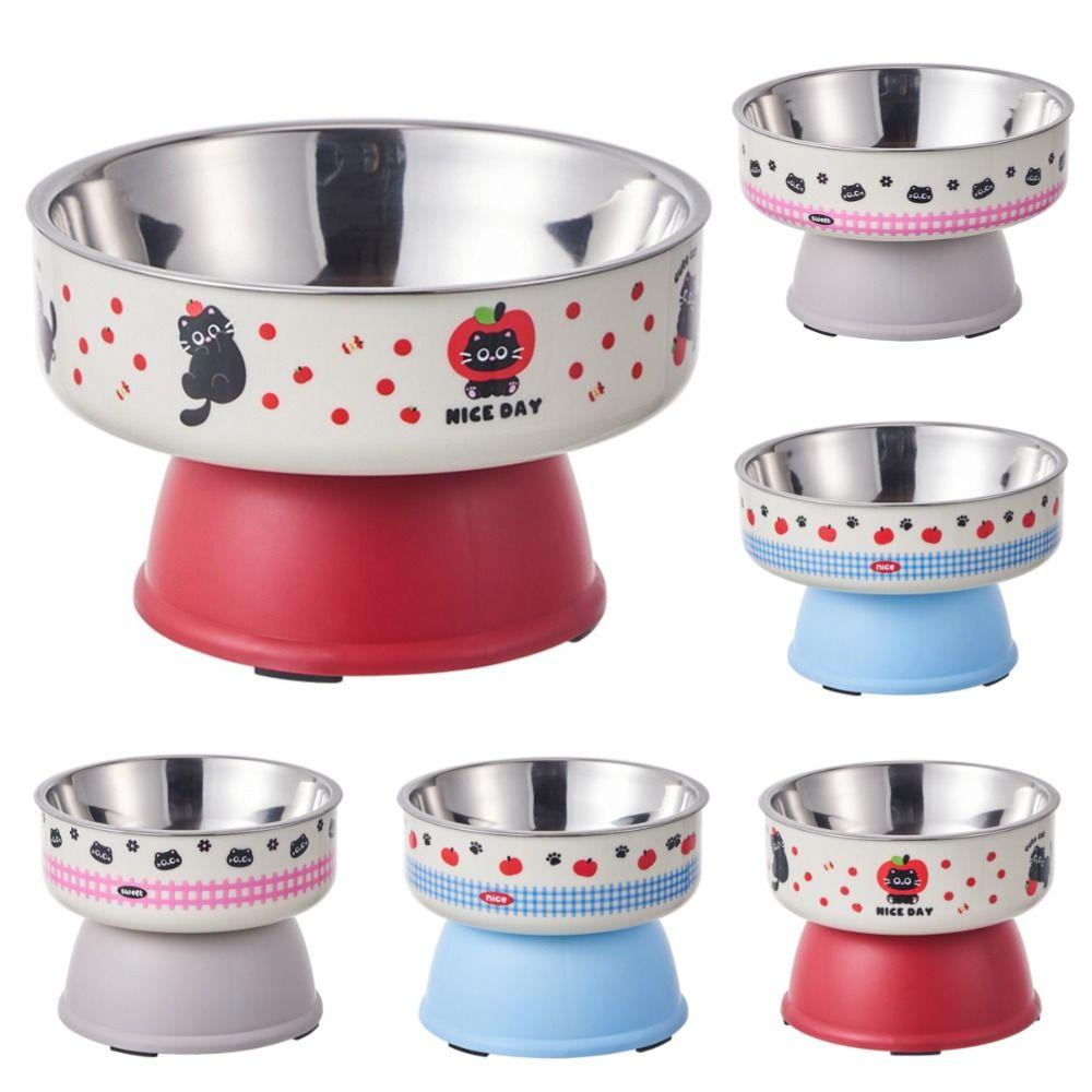 Cartoon Cat Food Water Bowl Anti Slip Elevated Cats Feeder Bowl  for Kitten/Puppy/Bunny