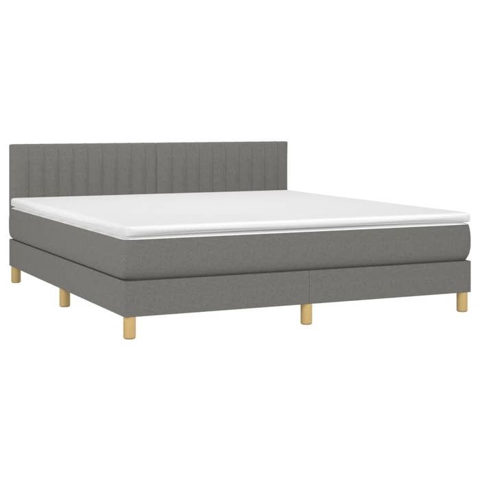 Maison Exclusive - Sommier à lattes de lit avec matelas Gris foncé 160x200cm Tissu