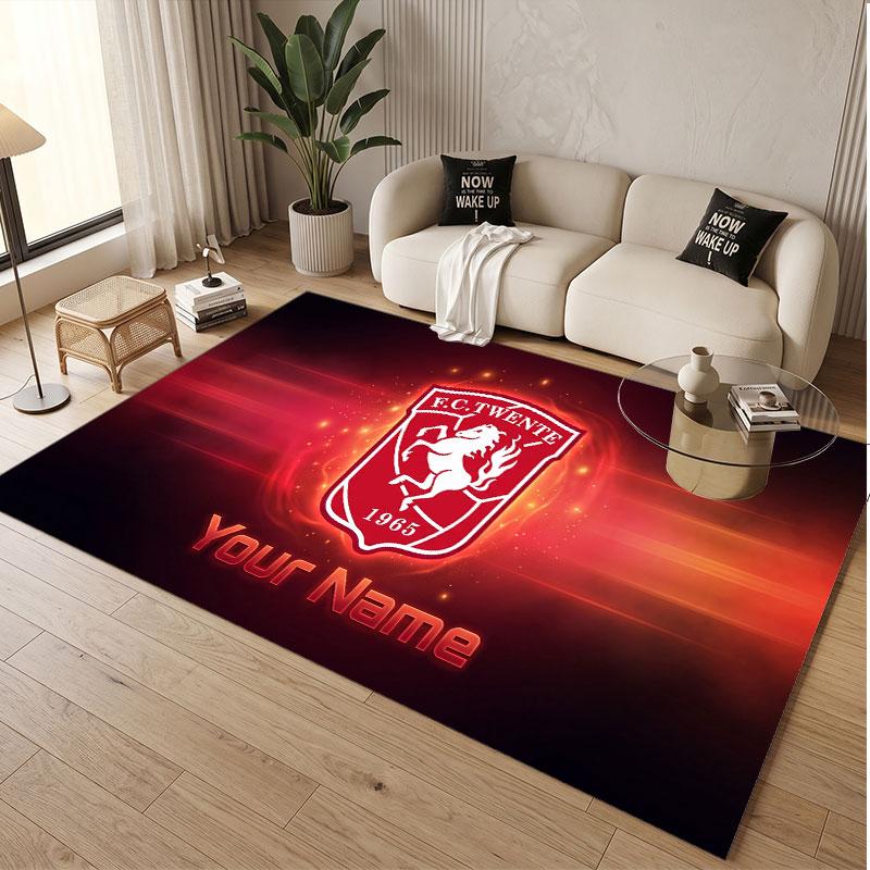 Custom Rug FC Twente Pattern Print Name Text Soft Non‑Slip Floor Carpet for Home Indoor Decoration