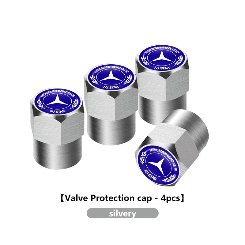 D64Pcs Car Wheel Tire Stem Valve Protection Cap Dustproof Cover For Mercedes Benz C180 C300 W124 W176 W177 C200 C260 GLC CLE CLA