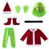 Popular Christmas costumes long-haired monster cosplay Santa Claus, green-haired monster Grinch Christmas performance costumes