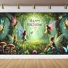 Children's birthday party decoration, magical forest fairy, colorful background, mushroom, forest elves and butterfly521