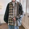 Мужская клетчатая рубашка с длинным рукавом в сращивание - повседневная куртка в стиле осеннего Гонконга