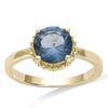 Gold Plated Solitaire 'Sissi' Golden Blue (London Blue) - 9 Mm