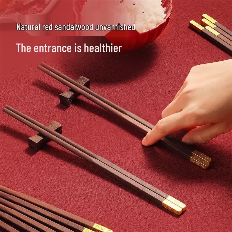 COOKER KING 'Fish Leaping Over Dragon Gate' Red Sandalwood Chopsticks Gift Set