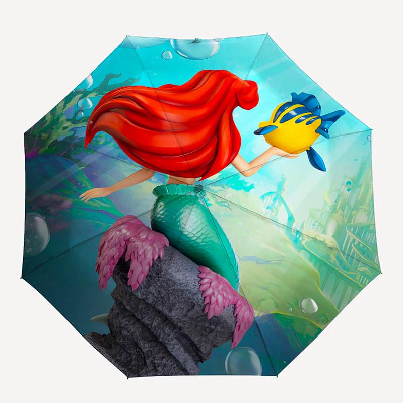 Ariel Automatic Folding Umbrella Simple 8 Rib Design, Bright Cartoon Pattern, Durable Iron Frame, Suitable For Travel, Outdoor, Beach Cu
