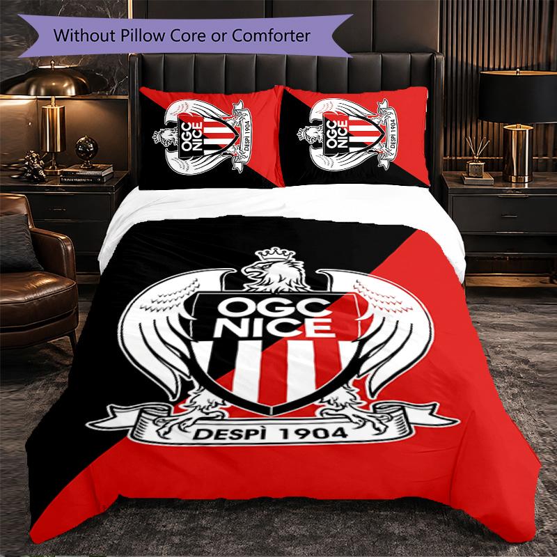 OGC Nice FC Themed Bedding 3Pcs Duvet Cover Set Decorative Bed Linen For Teen Room Home Decoration