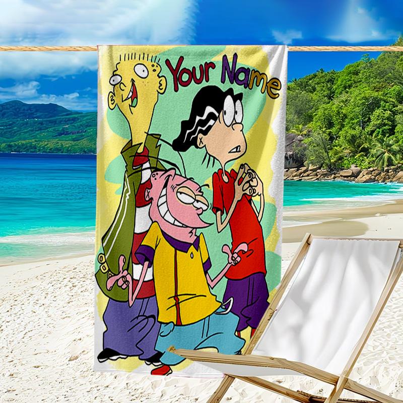 Custom Name Beach Towel Edd Eddy Adventure Beach Towel, Soft Microfiber, Gift for Her/Him, Birthday, for Pool, Beach, Travel, Fan gifts