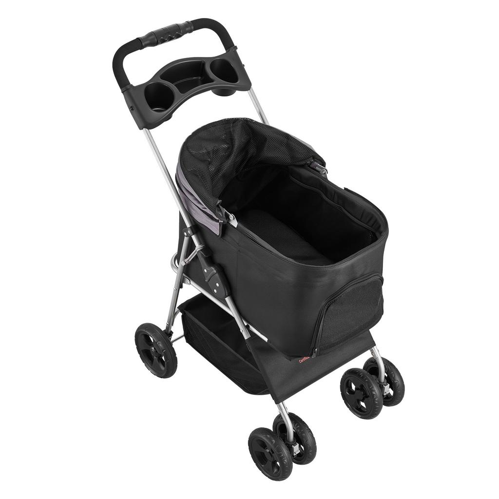 VEVOR Pet Stroller, 35 lbs Weight Capacity, Foldable Dog Stroller Cart, 4 Wheels Cats Pram with Detachable Carrier & Mesh Windows