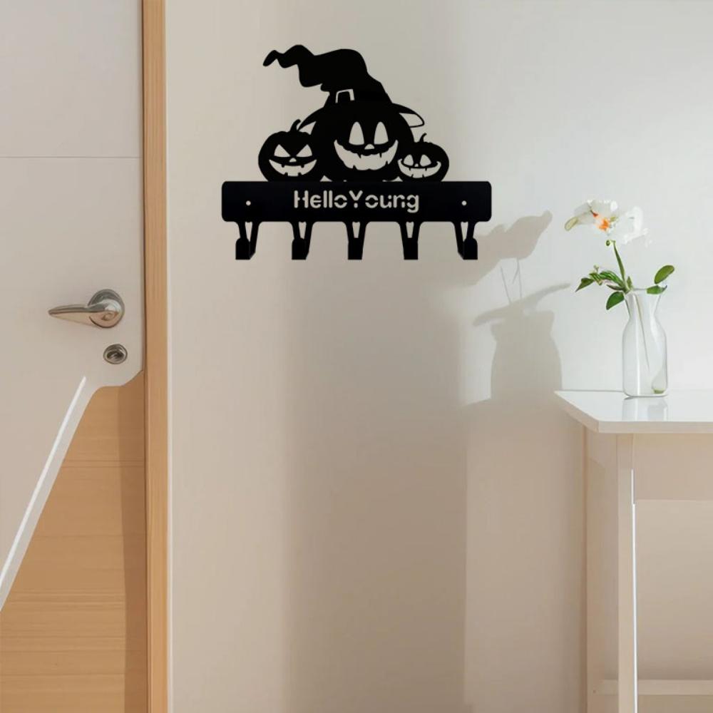 1pc Charming Metal Decorative Hook Combined with Convenient Rack Wonderful Halloween Hook In Terrifying Horror Pumpkin Shape