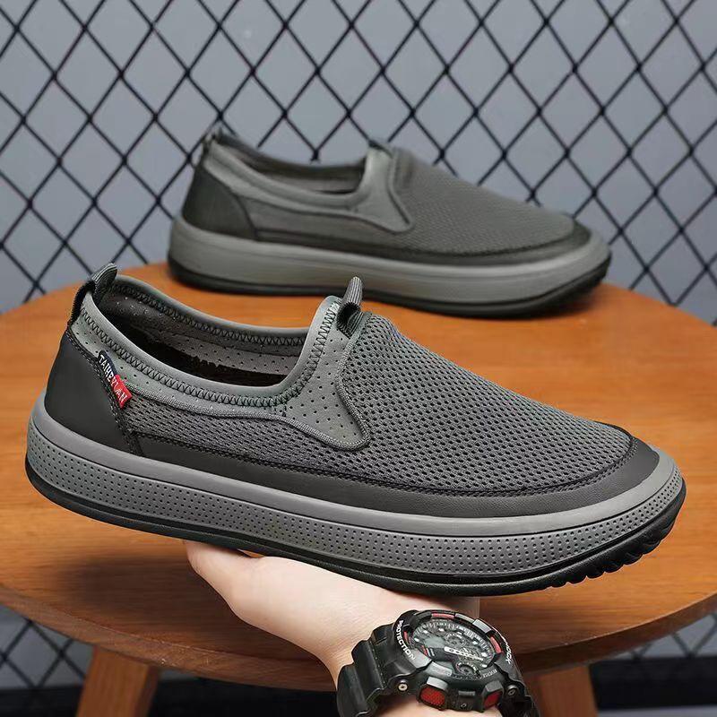 Men's Shoes Summer 2024 Old Beijing Cloth Shoes Men's Summer Breathable Sports Shoes One Pedal Dad Shoes Mesh Shoes