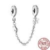 100 %925 Sterling Silver Crown Herbarium Moon &Star Safety Chain Charm Bead Fit Temperament Bracelet Jewelry Gift